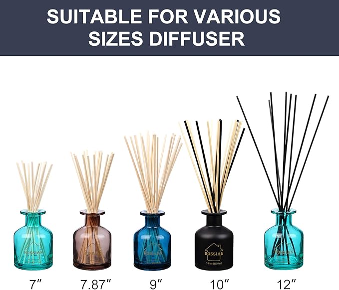 HOSSIAN Diffuser Glass Bottles Black -Empty Reed Diffuser Bottle with Sticks- Fragrance Accessories use for DIY Replacement Reed Diffuser Sets (4 Color)