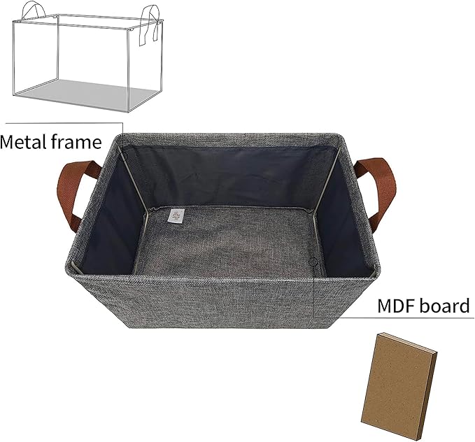 GRANNY SAYS Storage Baskets for Shelves, Closet Organizer Bins, Clothes Storage Bins with Metal Frame, Extra Large Baskets for Organizing and Storage, Collapsible, Gray, 2-Pack