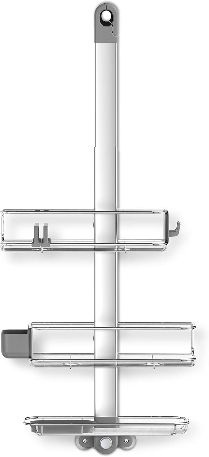simplehuman Adjustable and Extendable Shower Caddy Large, Stainless Steel and Anodized Aluminum