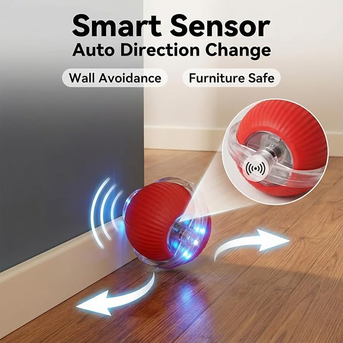 JBD Interactive Cat Toy Ball for Indoor Cats - Silent Automatic Rolling & Self Moving Electric Kitten Toys, USB Rechargeable Smart Ball with Tail, Motion Activated Hunting Exercise for Bored Cats