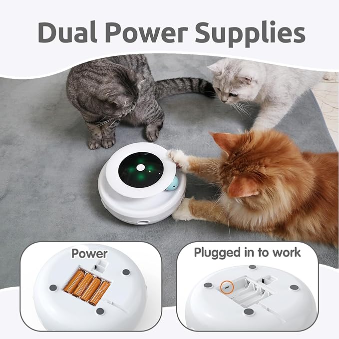 ORSDA 2in1 Interactive Toys for Indoor Cats, Timer Auto On/Off, Cat Toy Balls & Ambush Electronic Cat Mice Toy for Entertainment with 6pcs Feathers, Dual Power Supplies