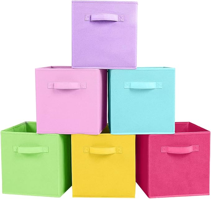 ShellKingdom Foldable Fabric Storage Cubes And Cloth Organizer Drawer For Closet And Toys, 6 Pack (6 Colors)