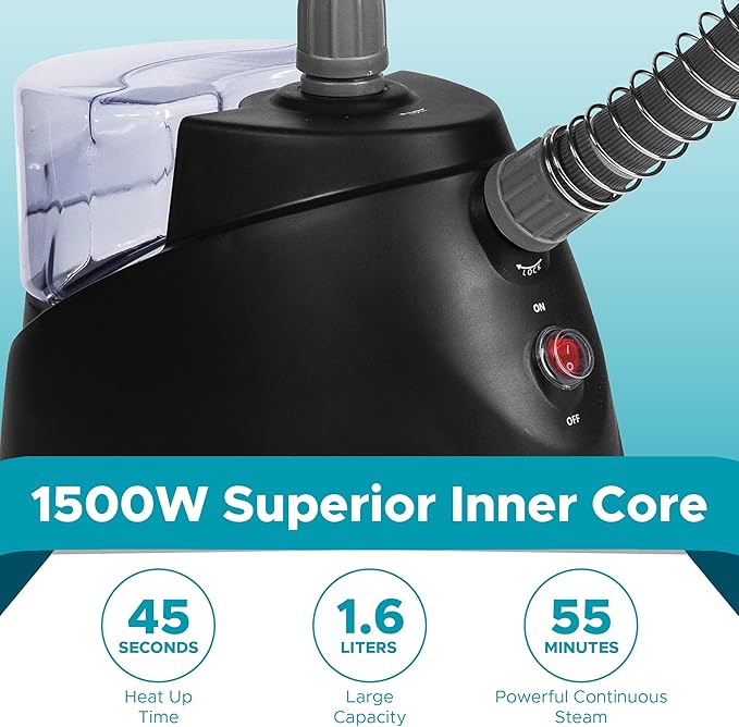 Steam & Go - The Rival Handheld Steamer - Upright Fabric Steamer for Clothes, Garments, Curtains, Bedding & Upholstery - Quick-Heating Foldable Steam Iron with Adjustable Pole Hanger & Detachable Tank