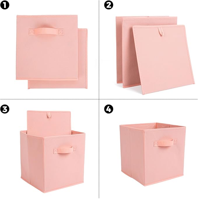 Fabric Storage Bins 12 Pack 13 inch Foldable Storage Cubes with Handles Fun Colored Durable Cube Storage Bin for Home, Playroom, Closet Organizers and Storage Green, Cyan, Purple, Yellow, Pink, Peach