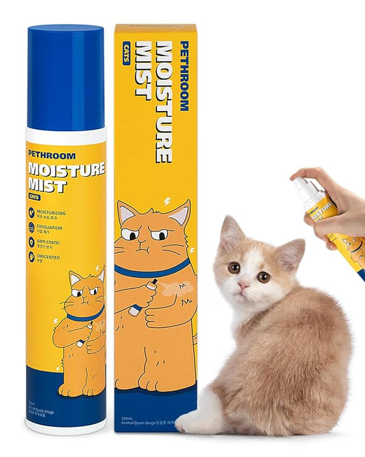 PETHROOM] Unscented Cat Moisture Mist – Natural Leave-In Conditioner Spray for Cats – 95% Plant Extracts– Hydrating, Detangling, Static & Dander Control, 100% EWG Green