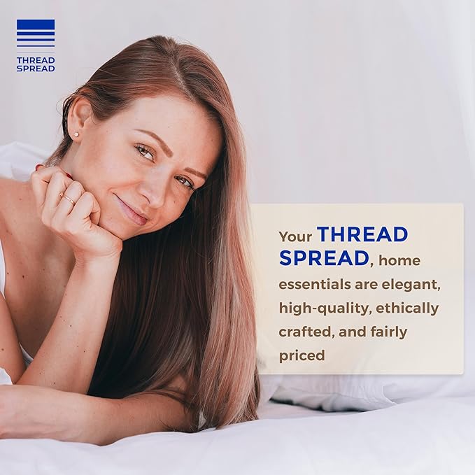 THREAD SPREAD 100% Egyptian Cotton Printed Bed Sheets - 600 Thread Count 4 PC Full Sheet Set, Hotel Luxury Sateen Bedsheets, 16" Deep Pocket Soft Cooling Sheets for Full Size Bed - Floral Ivory