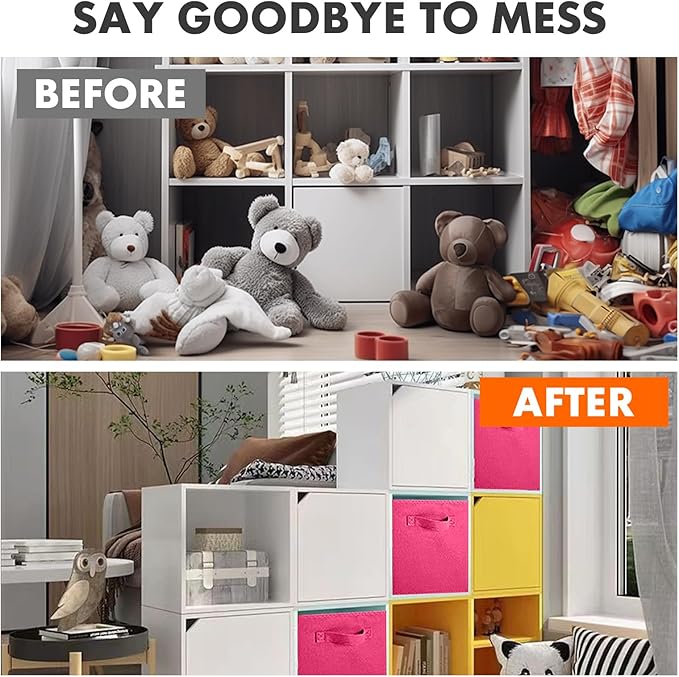 ShellKingdom Storage Bins, Foldable Fabric Storage Cubes And Cloth Organizer Drawer For Closet And Toys, 2 Pack (Fuchsia)