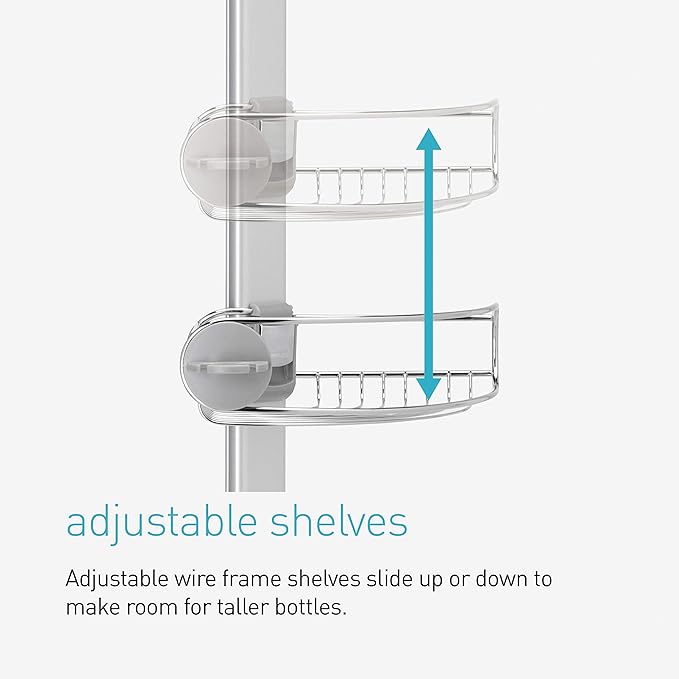 simplehuman Corner Shower Caddy, Stainless Steel and Anodized Aluminum