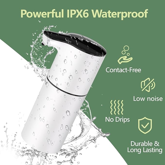 YIKHOM Automatic Foaming Soap Dispenser, 15.37 oz/450mL Electric Touchless Foam Dispenser, 8 Adjustable Level Hand Sanitizer Pump, USB C Rechargeable, IPX6 Waterproof Soap Pump for Bathroom