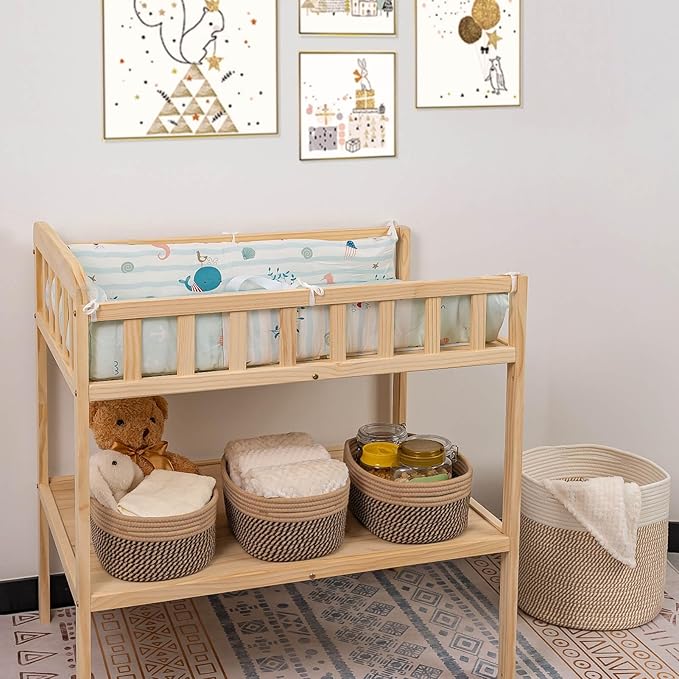 CubesLand Small Baskets, Storage Baskets for Organizing Shelves, Rectangular Woven Storage Baskets Natural Cotton Rope Toy Storage Bins Closet Baby Baskets Empty Gifts Baskets Camel/Mixed Black