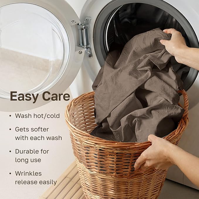 California Design Den 600 Thread Count Sheets King, 100% Cotton Sheet, Sateen, King Size Bed Sheets, Soft, Cooling, Hotel-Quality Bedding with Deep Pockets (Mushroom - Taupe Brown)