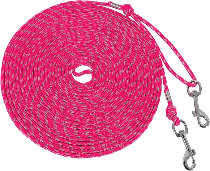Reflective Cat Leash -15FT Cat Cable Out Escape Proof Walking Yard Long Durable Safe Leash Traning Play Outdoor for Puppies/Kittens/Small Animals(Hotpink)