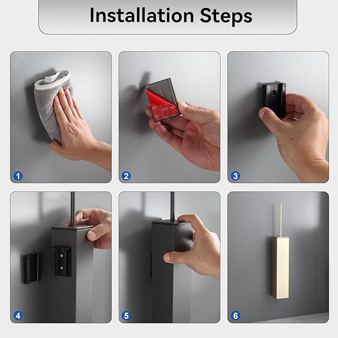 Brushed Gold Toilet Brush with Holder,Durable Cleaning Toilet Bowl Brushes with Holders