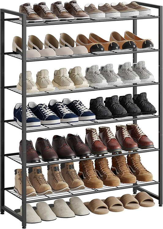 Shoe Rack, Metal Shoe Organizer, 6 Tier Garage Shoe Rack Max Holds 30 Pairs,Shoe Storage Shelf for Closet,Entryway, Black