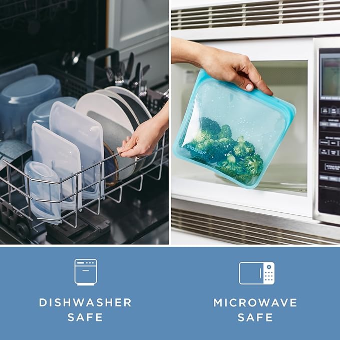 Stasher Premium Silicone Reusable Food Storage Half Gallon Bag, Amethyst, Microwave, Sous Vide, Dishwasher, Oven and Freezer Safe, BPA Free, Leak-free, Eco-friendly, 64 Oz