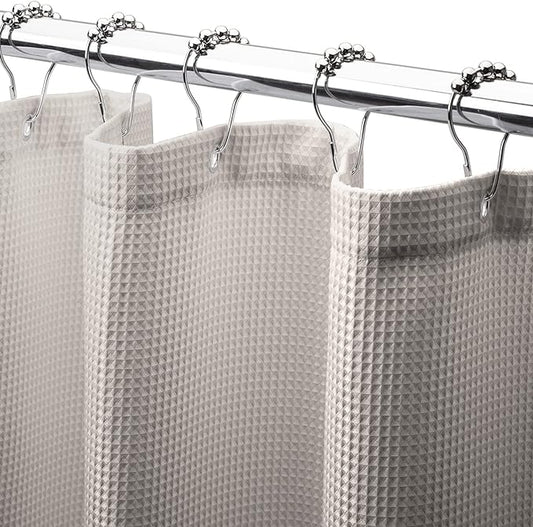 AmazerBath Waffle Shower Curtain 78 Inches Long, Khaki Shower Curtain Fabric Heavy Duty 240GSM, Hotel Quality Bathroom Shower Curtains Tan, Hooks not Included, 72 x 78 Inches