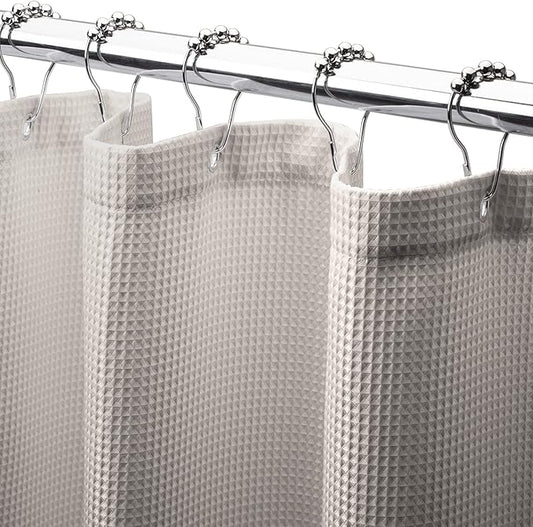 AmazerBath Waffle Shower Curtain, Khaki Shower Curtain Fabric with Waffle Weave, Hotel Quality Bathroom Shower Curtains, Heavy Duty, 72 x 72 Inches