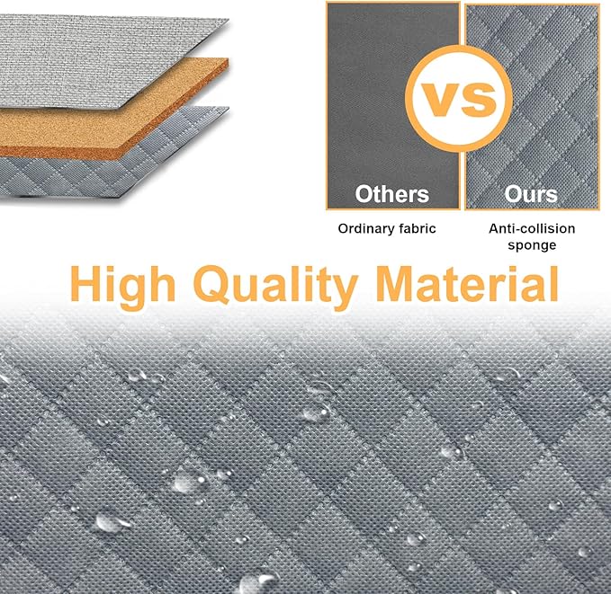 China Storage Containers, 12 Inch Dinner Plate Dish Storage Containers, Hard Shell Quilted Dinnerware Storage Box Case with Lids and Felt Protectors for Dishes Plates Storage and Moving (Light Grey)