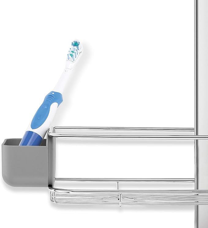 simplehuman Adjustable and Extendable Shower Caddy Large, Stainless Steel and Anodized Aluminum