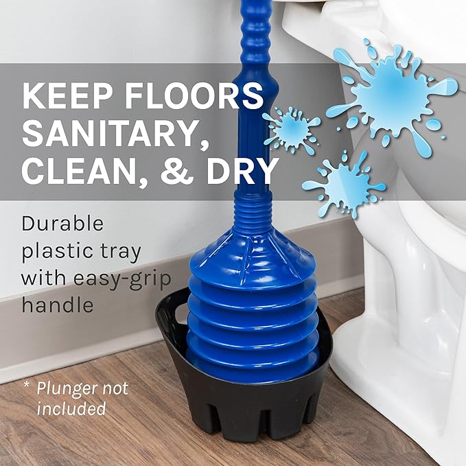 JS Jackson Supplies Universal Black Plastic Drip Tray for Toilet Plunger