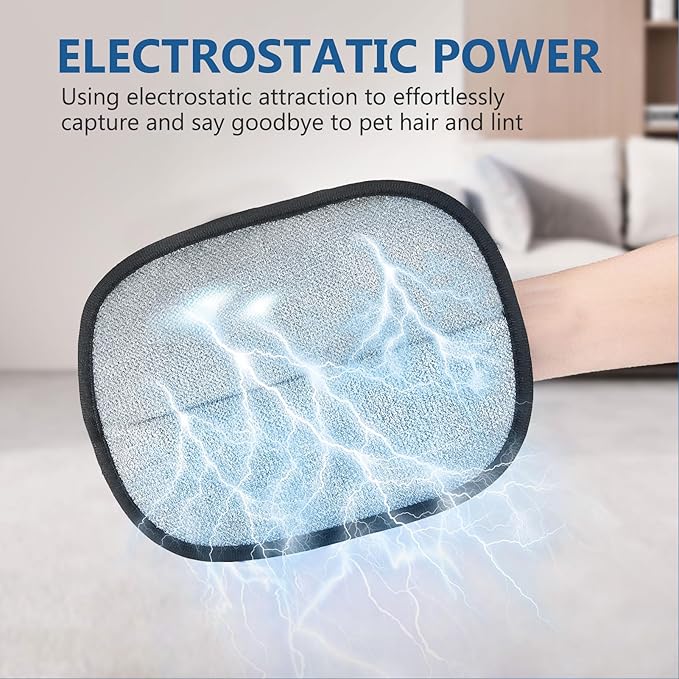 2PCS Pet Hair Removal Glove for Dogs&Cats,Upgraded 5-Finger Electrostatic Pet Hair Remover,Reusable Magic Brush Pet Hair Removal Tool for Laundry,Carpets,Sofa Gaps,and Car Seats