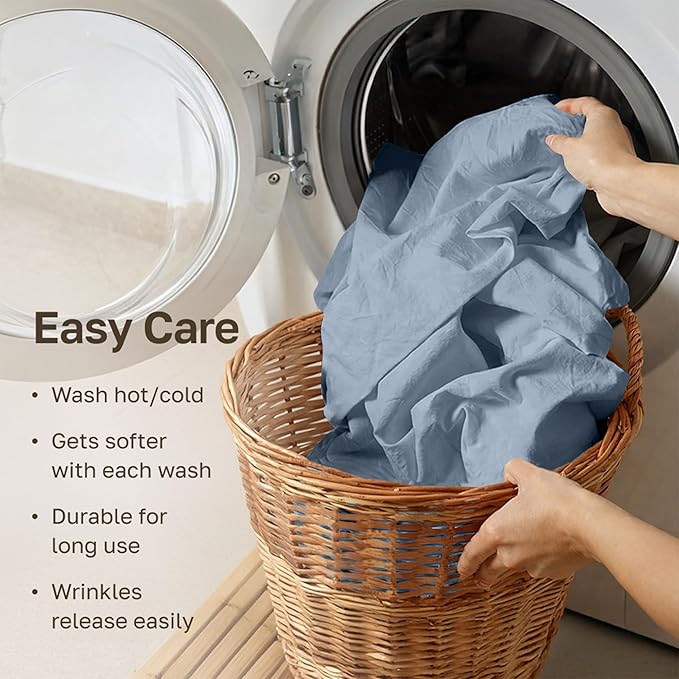 California Design Den Luxury Queen Size Sheet Set - 100% Cotton, 600 Thread Count Deep Pocket Queen Sheets, Hotel-Quality Bedding with Sateen Weave - Blue