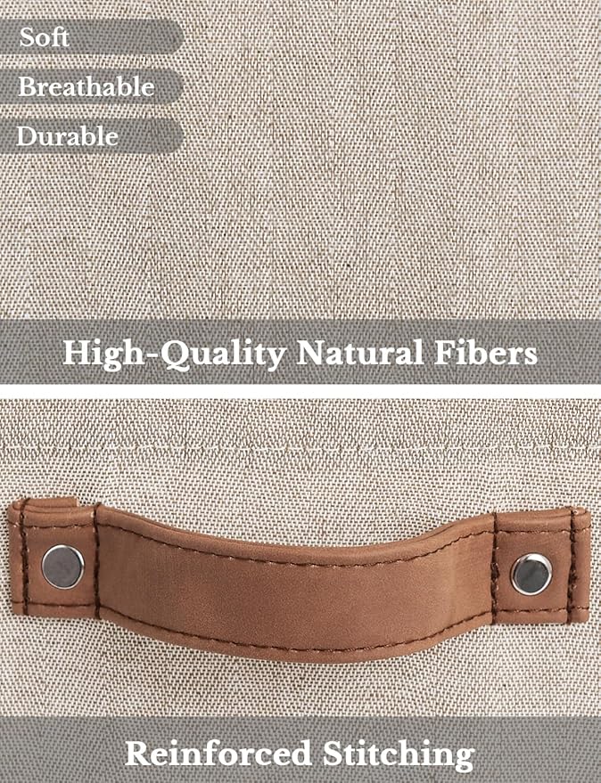 StorageWorks 13x13 Inches Storage Cube, Fabric Storage Bins with PU Handles, Collapsible Organizer Baskets for Closet, Brown and Beige, 6-Pack