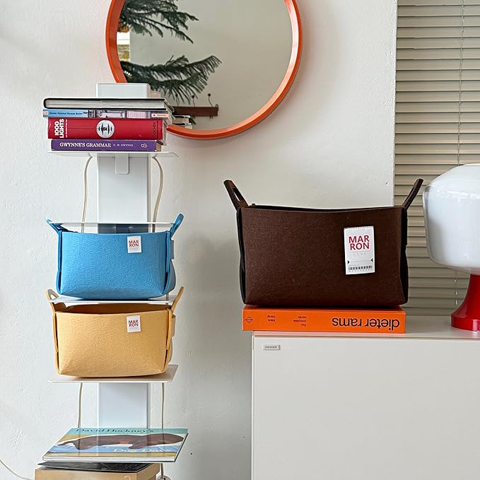 Collapsible Felt CHARCOL Storage Bin Medium 11"x7.1"x7.1" – Foldable Basket with Handles for Closet, Toy Storage, Laundry Room Organization, Decorative Storage Bins for Shelves, Cube