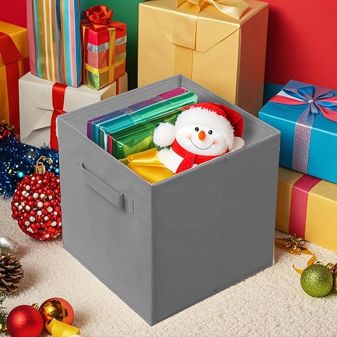 ShellKingdom Storage Bins, Foldable Fabric Storage Cubes And Cloth Organizer Drawer For Closet And Toys, 6 Pack (Gray)