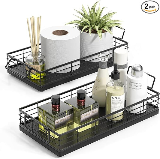 Toilet Paper Basket, 2PCS 13 Inch Bathroom Basket Tank Tray Top Storage Toiletries Organizer for Bathroom, Living Room and Kitchen