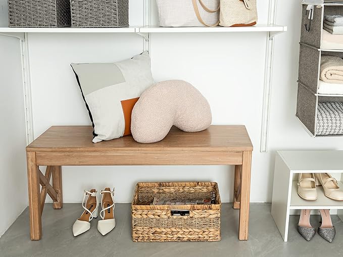 StorageWorks Jumbo Rectangular Wicker Basket, Water Hyacinth and Seagrass Storage Basket with Built-in Handles, 1 Pack