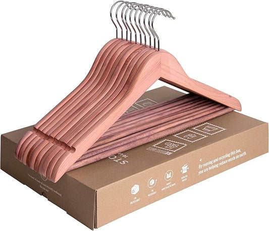 StorageWorks Cedar Wood Clothes Hanger 10 Pack, Wooden Coat Hangers for Shirts, Jackets, Pants, Suits, Sweaters