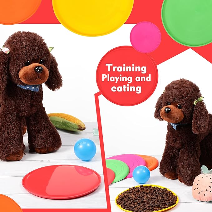 Chivao 15 Pack Dog Flying Disc Silicone Puppy Flyer Toy Soft Dog Floating Saucer Indestructible React Faster Training Interactive Toys for Small Medium Puppy Outdoor Sport, 5 Colors