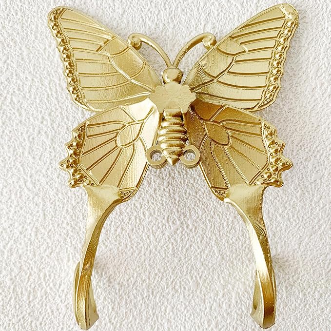 1 Pack Decorative Wall Hook, Vintage Butterfly Shaped Metal Wall Hook for Hanging Coats Clothes Keys Hats Towels