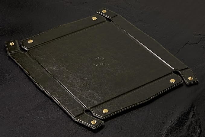 Oversized Leather Catchall Tray for Men, Gentleman's Valet Tray Organizer for Wallet, Keys, Accessories - Deep Classic Brown