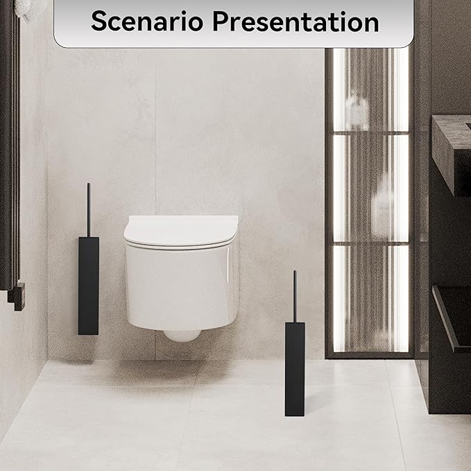 Matte BlackToilet Brush with Holder,Durable Cleaning Toilet Bowl Brushes with Holders