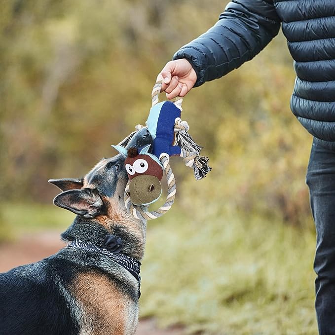 IOKHEIRA Dog Toys for Aggressive Chewers,Tough Indestructible Dog Toys,Squeaky Toys for Large Dogs,Durable Dog Chew Toys (Navy Blue)