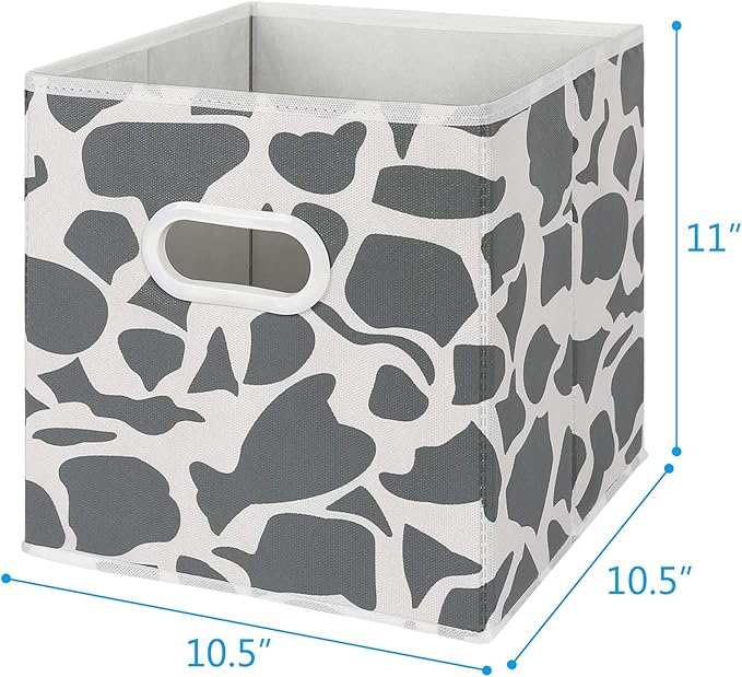 MAX Houser Fabric Storage Bins Cubes Baskets Containers with Dual Plastic Handles for Home Closet Bedroom Drawers Organizers, Flodable, Set of 6 (Grey1)