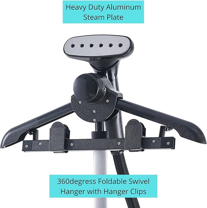 True & Tidy® Pro Commercial Garment Steamer with Extra Large 2.9L (98 oz) water tank, Heavy Duty with 3 Steam Settings, Aluminum Steam Plate, up to 90 mins