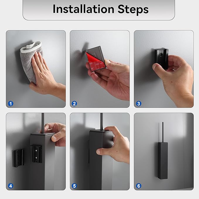 Matte BlackToilet Brush with Holder,Durable Cleaning Toilet Bowl Brushes with Holders