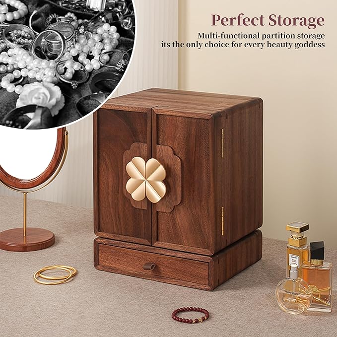 Jewelry Box for Women Wooden Jewelry Box Organizer With Drawers Jewelry Storage Organizer for Earring, Ring, Necklace, Bracelets