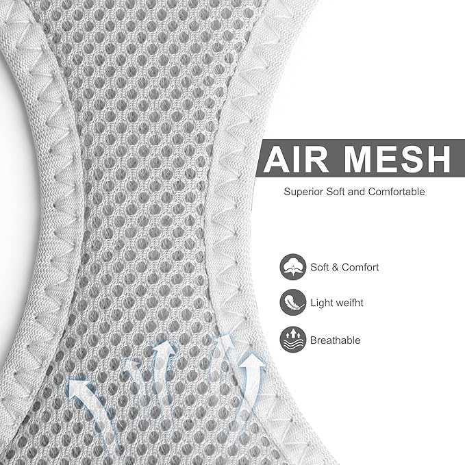 Fida Cat Harness and Leash Set for Walking Kitten and Puppy, Escape Proof Kitten Harness with Breathable Lightweight Soft Mesh, Adjustable Reflective Step-in Design for Kitten and Puppy.(XXXS, Grey)