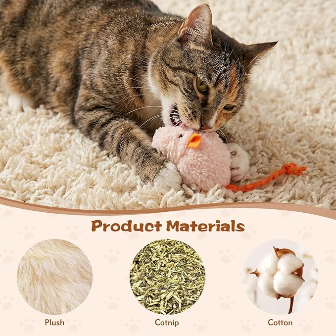 WRW 12PCS 2.36 Inch Cat Mouse Toys, Prefilled Catnip Plush Cat Mice Toys, Realistic Design Interactive Catnip Toys for Indoor Cats Play Fetch（7 Colors）