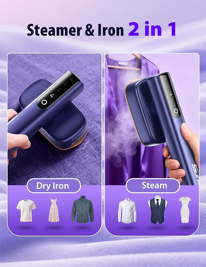 Sundu Steamer for Clothes,15s Fast Heat-up Handheld Garment Steamer,35mins Runtime & 180ml Large Tank,25g/min Steam,Ceramic Panel,Stands on Desk,Wrinkle Remover for Travel, Home, Office(Blue)