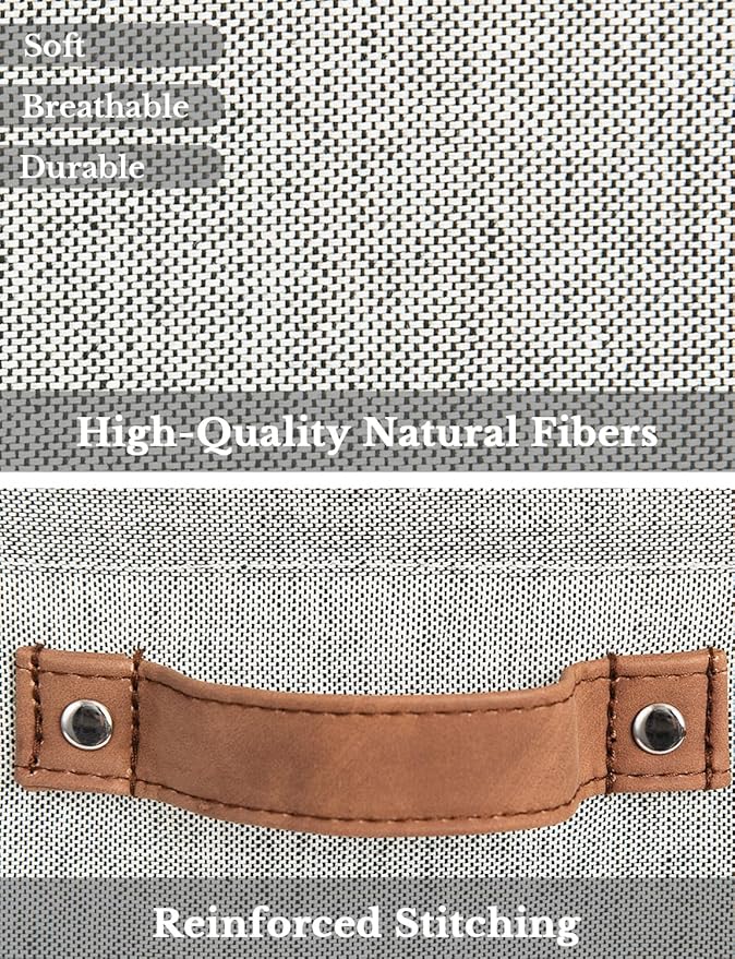 StorageWorks 13x13 Inches Storage Cube, Fabric Storage Bins with PU Handles, Collapsible Organizer Baskets for Closet, Gray, 4-Pack