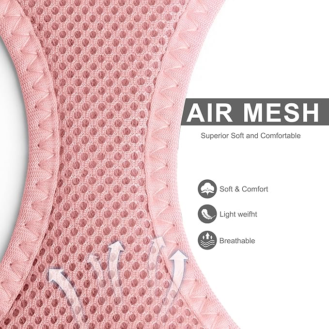 Fida Comfy Dog Harness with Leash, Soft Puppy Vest Escape Proof, Breathable Lightweight Soft Mesh, Adjustable Reflective Step-in Harness for Extra-Small Dogs (XS, Pink)
