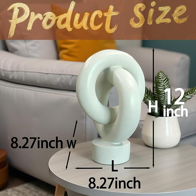 12" Modern Abstract Ring Decorative Sculpture, Knot Sculptures,Home Decor,Coffee Table Statues,Dining Living Room Desk Decor,Light Gray