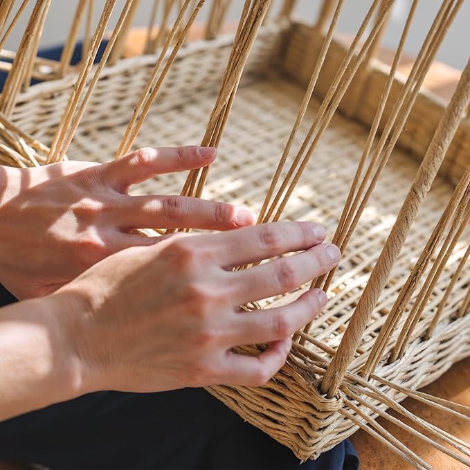 GRANNY SAYS Wicker Storage Baskets for Shelves, Waterproof Wicker Baskets for Organizing, Woven Basket for Shelves, Decorative Basket for Living Room, Grey