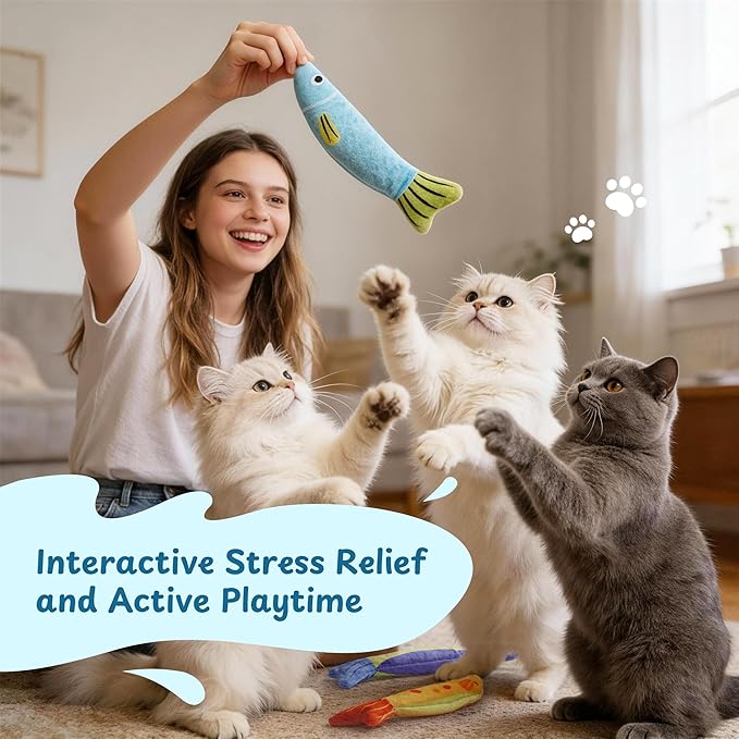 Catnip Toys, [12000mg] Extra Large Cat Toys for Indoor Cats, 100% Natural North American Catnip Floppy Fish, Crinkle Sound, Soft Cotton-Free Surface for Chewing, Teething & Kicking