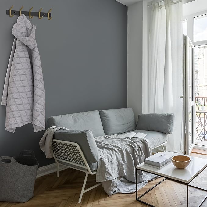 Coat Rack Wall Mount – Black and Gold Hook Rail with 5 Double Coat Hooks, 15 Inch Stainless Steel Wall Hooks for Entryway, Bathroom, Bedroom, Closet, Towel, Hat, Bag, Heavy Duty Organizer